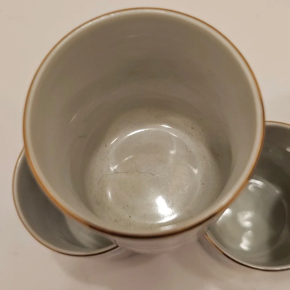 Vintage Japanese Imari Porcelain Tea Cups Set of 5 Floral Gold Gilt Yunomi Blue